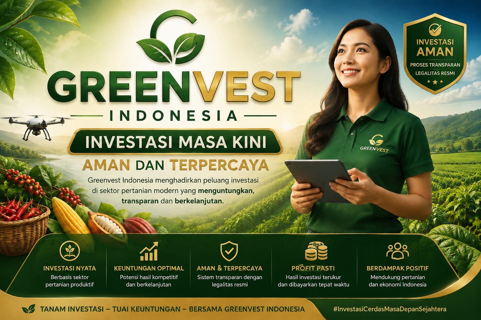 Petani GreenVest memanen sayuran segar di kebun